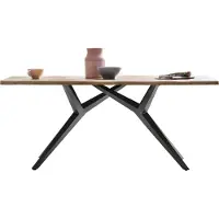 SIT Möbel Esszimmertisch 220 cm aus Wildeiche | Tischplatte natur | Gestell Metall antikschwarz | B 220 x T 100 x H 73 cm | 15532-11 | Serie TABLES & CO