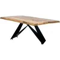 SIT Möbel Tisch 220x100 cm | Platte Mango 56 mm natur | Metallgestell schwarz | B 220 x T 100 x H 77 cm | 16125-11 | Serie TABLES & CO