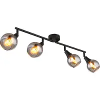 Globo Lighting Strahler Metall schwarz matt, Glas rauchfarben, beweglich, LxBxH: 600x90x168mm, exkl. 4x E14 40W 230V