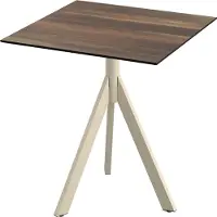 Essentials Infinity Tripod Terrassentisch Sand frame + Tropical Wood HPL 70x70 cm