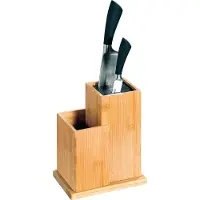 Kesper Messerblock aus Bambus mit Kunststoffborsten – 18,5 x 12,7 x 24 cm – inkl. zusätzlichem Fach für Küchenhelfer – Modell 58025