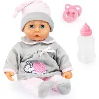 Bayer Design 93824BC Babypuppe First Words mit Schlafaugen, 24 Babylaute, weicher Körper 38 cm