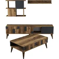 Skye Decor , Madrid - Anthracite, Wohnzimmermöbel-Set, Nussbaum, 100 % MELAMINBESCHICHTETE SPANPLATTEN, 180 x 33,8 x 48,6 cm