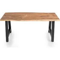 SalesFever Tisch | Akazie Massiv Natur | Baumkante 3,5 cm stark | 140 x 80 | A-Gestell Schwarz