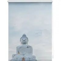 Lichtblick Seitenzugrollo "Rollo Klemmfix, ohne Bohren, blickdicht, Buddah - Hellblau", blickdicht, Sichtschutz-Blendschutz, freihängend