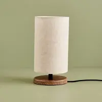 Opviq , Hochwertige Tischlampe, Creme, 30 cm hoch | 100% Stoff, Holzfuß, Schirmdurchmesser: 15 cm, Höhe: 24 cm | E14 Fassung, max. 40 W | Skandinavisches Design für modernes Wohnen.