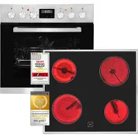 Exquisit EHE 157-2 UR-Set Einbau-Herd Glaskeramikkochfeld | Ober-/Unterhitze | Umluft & Grill| Inox