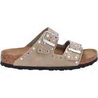 Birkenstock Damen Pantoletten Arizona Rivet Border - Beige - Größe 36