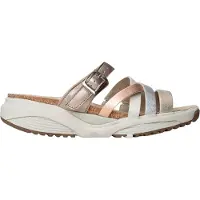 Xsensible Rinia bequeme Damenpantolette, Leder, Metallic Combi, Stretchwalker - Damenschuhe Pantolette / Zehentrenner, Mehrfarbig, leder