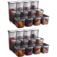 Hermia Concept , BNMPEGYAR24-13232, Vorratsdosen, Aufbewahrungsboxen-Set (24-teilig), Anthrazit, Plastik, 12 x 16,5 x 27,5 cm