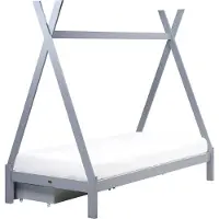 Beliani Holzbett Grau Kiefernholz Zeltform mit Schubladen Bettkasten Lattenrost 90 x 200 cm Modernes Design Tipi Kinderbett Zeltbett für Kinderzimmer