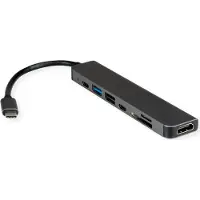 Value USB Typ C Dockingstation, HDMI 4K60, 2x USB2.0 (A+C) + 1x USB3.2 Gen1 (A), 1x PD, 1x SD/TF