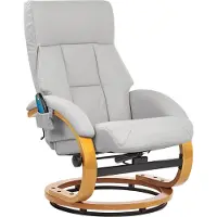 Beliani Massagesessel Hellgrau Kunstleder mit Fußhocker Heizfunktion Timer Liegeoption Büro Arbeitszimmer Fernsehsessel Polstersessel
