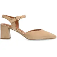 No Stress Beigefarbene Slingbackpumps aus Veloursleder | Größe 42