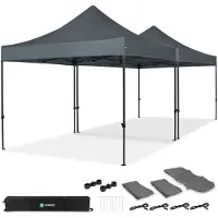 Vonroc Pavillon 3x3m wasserdicht stabil - Partyzelt EasyUp System [3Min Aufbau] Popup Faltpavillon modular erweiterbar als Festival Zelt, Gartenpavillon
