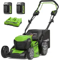 Greenworks POWERALL 48V (24V x 2) Rasenmäher 46cm mit Radantrieb - 2x 4Ah Akkus
