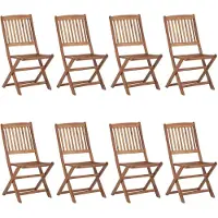 vidaXL Klappbare Gartenstühle 8 Stk. mit Kissen Massivholz Akazie - Gartenstuhl - Gartenstühle - Klappstuhl - Klappstühle