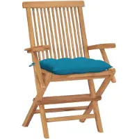 vidaXL Gartenstühle mit Hellblauen Kissen 4 Stk. Massivholz Teak - Gartenstuhl - Gartenstühle - Gartenstuhl Holz - Gartenstuhl Massivholz