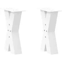 vidaXL Couchtischbeine X-Form 2 Stk. Weiß 28x(42-43) cm Stahl