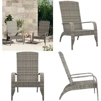 vidaXL Adirondack Gartenstuhl Grau Poly Rattan - Adirondack Gartenstuhl - Adirondack Gartenstühle - Liegestuhl - Sonnenliege