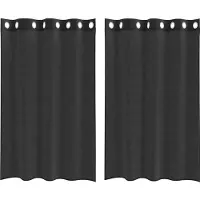 vidaXL Voile Vorhänge mit Ösen 2 Stk. Schwarz 140x175 cm