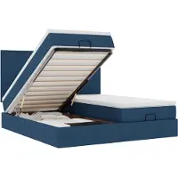 vidaXL Ottoman-Bett mit Matratzen & LEDs Blau 160x200 cm Stoff