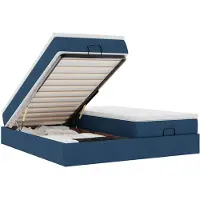 vidaXL Ottoman-Bett mit Matratzen Blau 160x200 cm Stoff