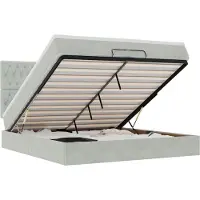 vidaXL Ottoman-Bett mit Matratzen & LEDs Hellgrau 200x200 cm Samt