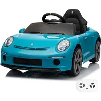 Vrooomy RUF GT Kinder Elektroauto 12V (1–5 Jahre) – Offiziell Lizenziert, mit Fernbedienung, EVA-Reifen, Bluetooth & Ledersitz – Kinder Elektrofahrzeug – Blau