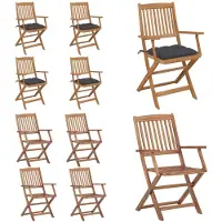 vidaXL Klappbare Gartenstühle 4 Stk. mit Kissen Massivholz Akazie - Gartenstuhl - Gartenstühle - Gartensessel - Klappstuhl