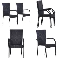 vidaXL Stapelbare Gartenstühle 2 Stk. Poly Rattan Schwarz - Gartenstuhl - Gartenstühle - Stapelstuhl Garten - Stapelstühle Garten