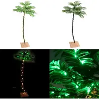 vidaXL Künstliche Palme mit 96 LEDs Warmweiß 180 cm - LED-Baum - LED-Bäume - Künstliche Palme - Künstliche Palmen