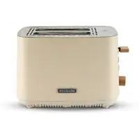 Bourgini Harmony Toaster – Echtholzdetails aus Buche – 2 breite Schlitze – extra hoher Brotheber – 7 Bräunungsstufen