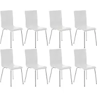 CLP 8er Set Besucherstuhl Pepe mit ergonomisch geformten Holzsitz und Metallgestell weiß