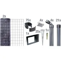 Alberts Fix-Clip Pro Gartenzaun, Höhe 122 cm, Länge 50 m, Zaun-Komplettset mit Bodenhülsen, anthrazit-metallic