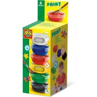 SES Creative 00381 Plakatfarbe (6x45ml) | Leuchtende und kräftige Posterfarben für Kinder - Enthält 6 leuchtende Farben, Schwarz, Blau, Grün, Rot, Weiß, Gelb, Plakatfarbe, Paste, 45 ml, 6 Stück(e)