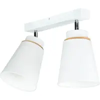Licht-Erlebnisse Deckenlampe Weiß Stoff 32 cm breit 2-flammig E27 Deckenstrahler Wohnzimmer Schlafzimmer Flur