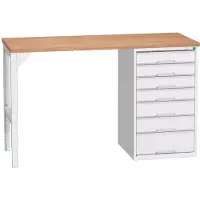 Bott Unterbauwerkbank verso, Multiplex-Platte, 7 Schubladen, B 1500 x T 600 x H 930 mm, Lichtgrau