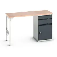 Bott Unterbauwerkbank verso, Multiplex-Platte, 2 Schubladen, 1 Tür, 1 Ablageboden, B 1500 x T 600 x H 930 mm, Lichtgrau / Anthrazitgrau