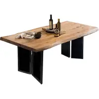 SIT Möbel Baumkante-Tisch | Platte 56 mm Akazie natur | Metallgestell schwarz | B 220 x T 100 x H 77,6 cm | 16043-11 | Serie TOPS & TABLES