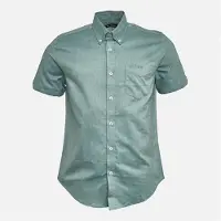 Ben Sherman Herren Oxford Hemd mit kurzem Arm Grünmeliert