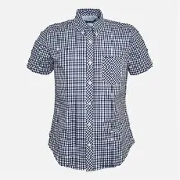 Ben Sherman Herren Hemd mit kurzem Arm Dunkelblau