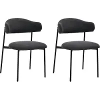 ByLiving Esszimmerstuhl 2er Set JERSEY / Webstoff dunkelgrau / Gestell Metall schwarz / B 58, H 78, T 54,5 cm