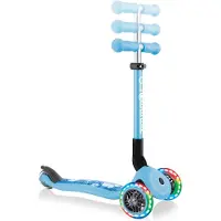 Globber JUNIOR FOLDABLE FANTASY LIGHTS – Tretroller, 120/80 mm, ABEC 5, 3-rädrig, LED-Leuchtrollen, pastellblau-Flowers
