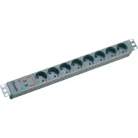 Bachmann 691687 19” 1HE Steckdosenleiste 8 x Schutzkontakt mit Überspannungsschutz, grau
