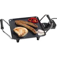 Bestron Elektrische Plancha-/Teppanyaki-Grillplatte mit Antihaftbeschichtung, 1000 W, Schwarz