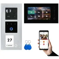 Balter ERA IP Unterputz Video Türsprechanlagen mit Fingerprint Silber/Schwarz 1 Familienhaus Set 1x 7 Monitor WiFi