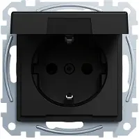 Schneider Electric Merten Schuko-Steckdose mit Klappdeckel, Berührungsschutz, Steckklemmen, System M, schwarz matt, Artikelnummer MEG2310-0403