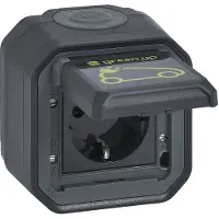 Legrand Green'Up Schutzkontakt-Steckdose, FR, AP, S L, EB, IP44, IK08, Anthrazit, 1 Stk.