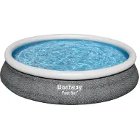 Bestway Rundes Schwimmbecken aus Rattan - 457 x 84 cm - inkl. Pumpe, Filter, Sonnenschirm und Reinigungset